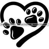 Dog Dogs Cat Cats Heart Love Dog Puppy Cat Kitten Animal Footprint Foot Toe Print Animal Logo Paw Print Black Silhouette Symbol Clipart SVG