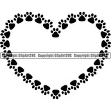 Dog Dogs Cat Cats Pet Heart Frame Border Love Paw Print Puppy Pup Sitter Sitting Walker Walking Art Artwork Design Logo Black Silhouette Symbol Clipart SVG