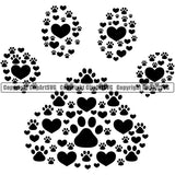 Dog Dogs Cat Cats Pet Heart Love Paw Puppy Pup Sitter Print Sitting Walker Walking Art Artwork Design Logo Paw Print Black Silhouette Symbol Clipart SVG