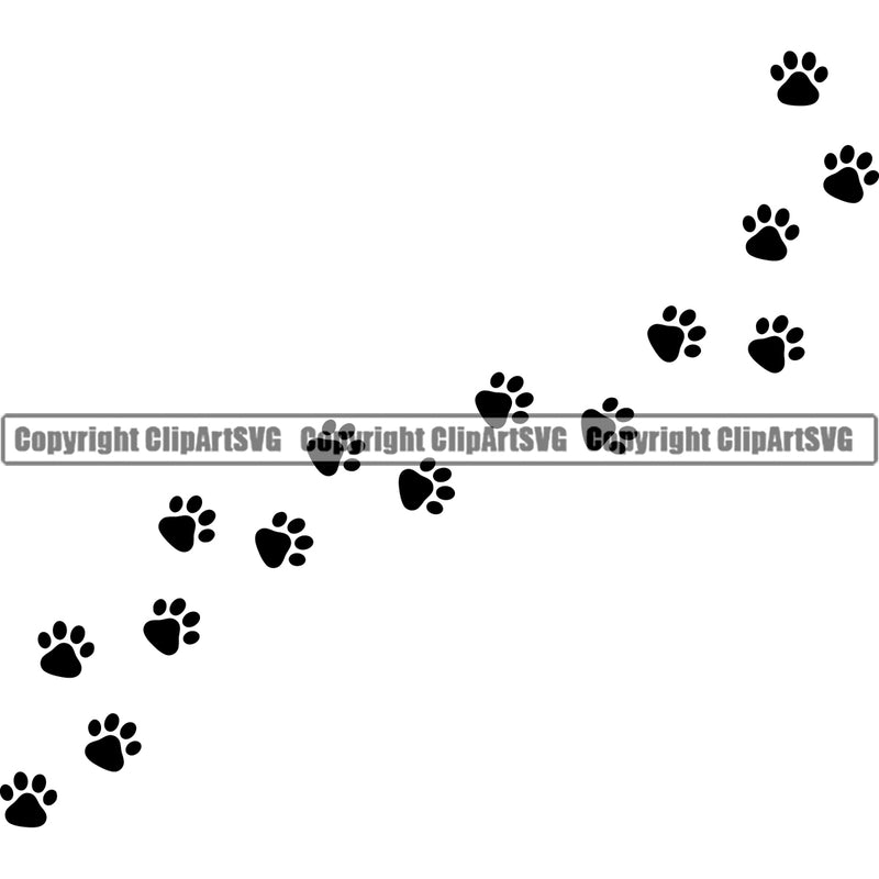 Dog Dogs Cat Cats Paw Print Line Frame Border Pet Puppy Pup Sitter Sitting Walker Walking Art Artwork Design Element Black Silhouette Symbol Clipart SVG
