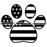 Dog Dogs Cat Cats Dog Cat Pet American USA Flag Paw Print Puppy Pup Sitter Sitting Walker Walking Art Artwork Design Logo Black Silhouette Symbol Clipart SVG