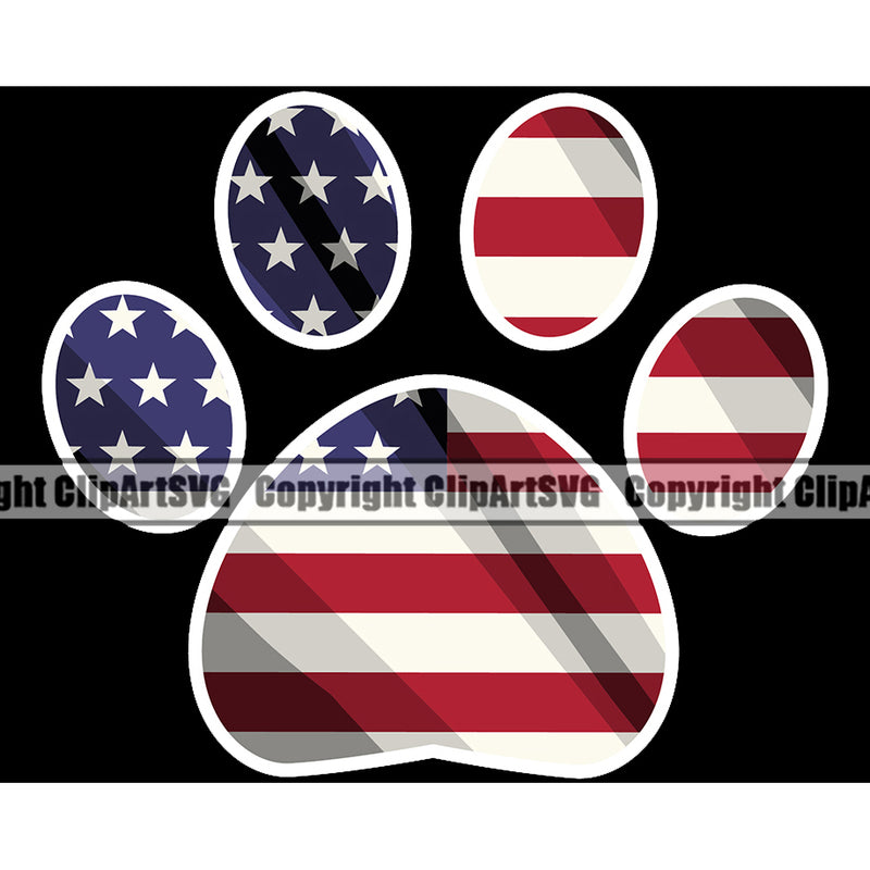 Dog Dogs Cat Cats Dog Cat Pet American USA Flag Paw Print Puppy Pup Sitter Sitting Walker Walking Art Artwork Design Logo Color Symbol Clipart SVG