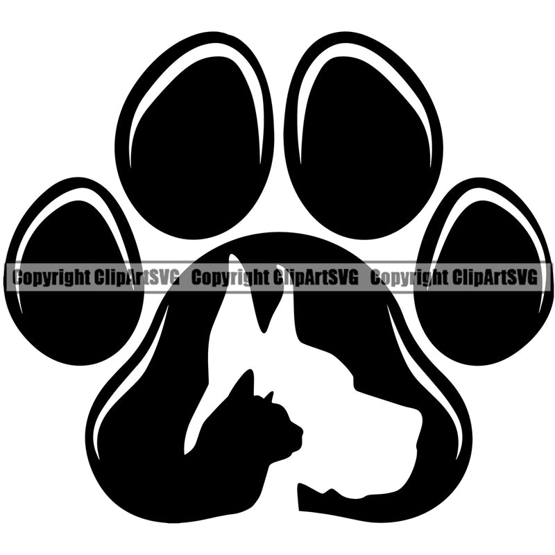 Dog Dogs Cat Cats Pet Heart Love Paw Print Puppy Pup Sitting Sitter Walker Walking Art Artwork Design Logo Black Silhouette Symbol Clipart SVG
