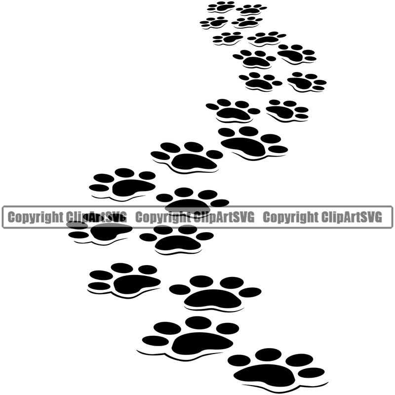 Dog Dogs Cat Cats Paw Print Puppy Pup Walk Walking Line Pet Sitter Sitting Walker Walking Art Artwork Design Element Black Silhouette Symbol Clipart SVG