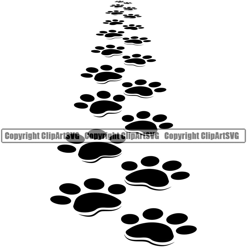 Dog Dogs Cat Cats Paw Print Walk Walking Line Pet Puppy Pup Sitter Sitting Walker Walking Art Artwork Design Element Black Silhouette Symbol Clipart SVG