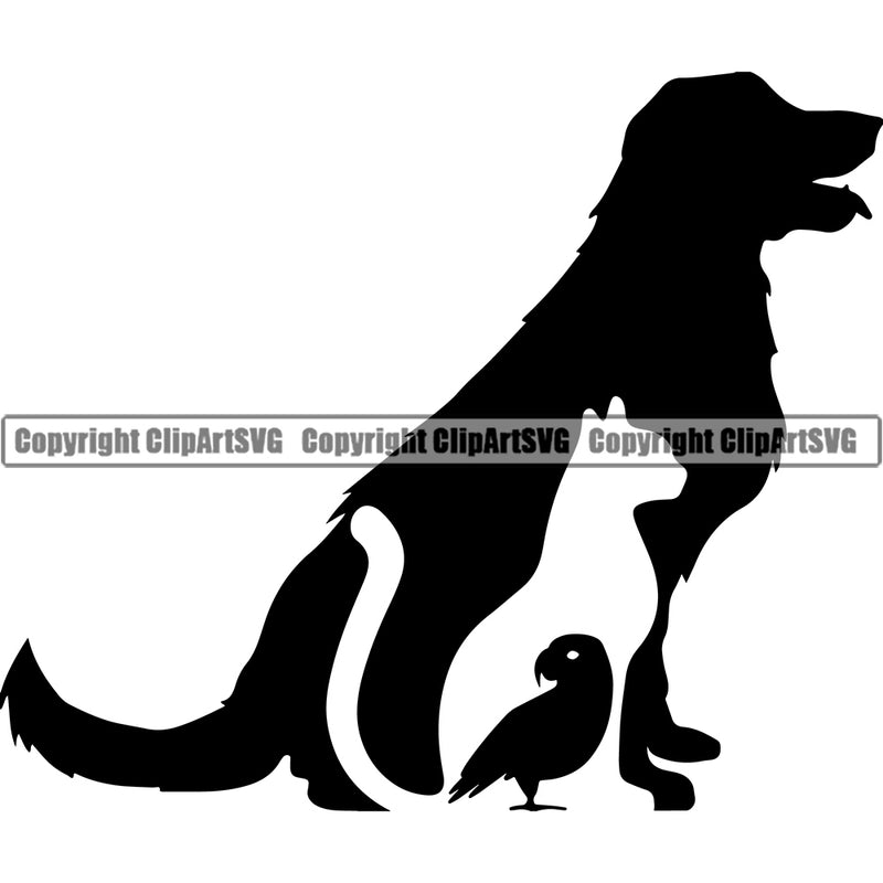 Dog Dogs Cat Cats Bird Birds Pet Love Paw Print Puppy Pup Sitter Sitting Walker Walking Art Artwork Design Logo Black Silhouette Symbol Clipart SVG