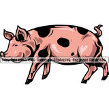 Pig Pigs Pork Farm Animal Hog Grill Grilling Meat Barbecue Butcher Cooking Cook Out Chef Food Restaurant Logo Color Symbol Clipart SVG