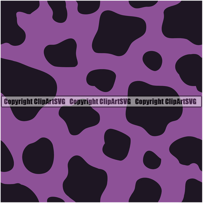 Cow Cows Seamless Pattern Safari Jungle Purple Fur Texture Designer Animal Print Luxury Logo Symbol Clipart SVG