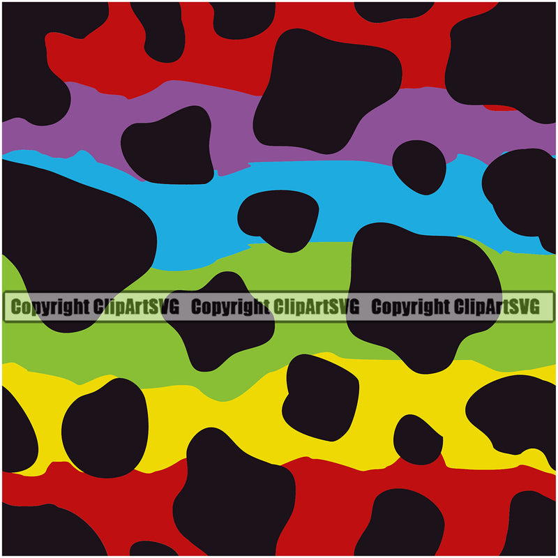 Cow Cows Seamless Pattern Safari Jungle Multicolor Fur Texture Designer Animal Print Luxury Logo Symbol Clipart SVG