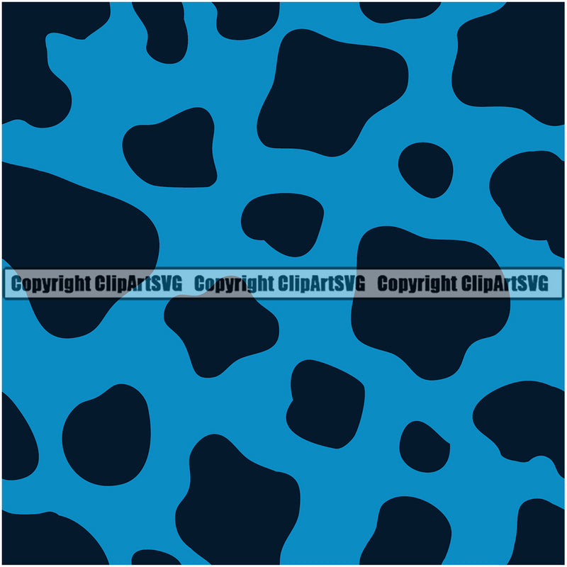 Cow Cows Seamless Pattern Safari Jungle Blue Fur Texture Designer Animal Print Luxury Logo Symbol Clipart SVG