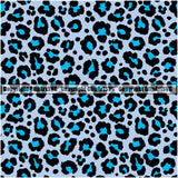Leopard Leopards Seamless Pattern Safari Jungle Skyblue Blue Fur Texture Designer Animal Print Luxury Logo Symbol Clipart SVG