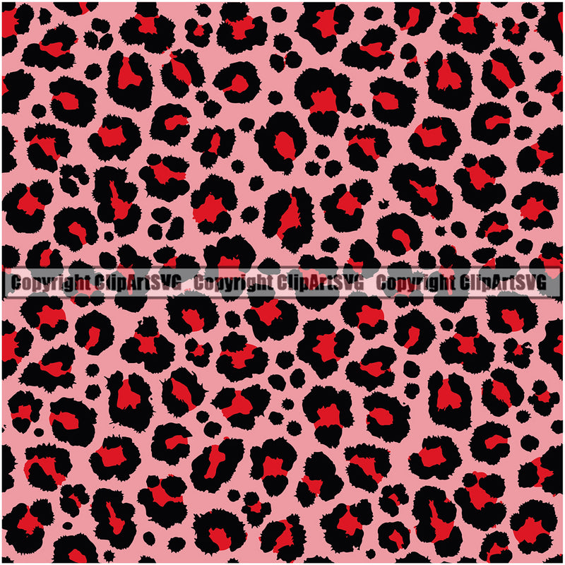 Leopard Leopards Seamless Pattern Safari Jungle Red Pink Fur Texture Designer Luxury Animal Print Logo Symbol Clipart SVG