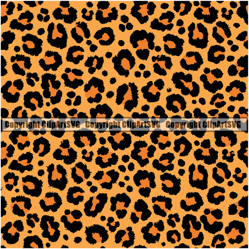 Leopard Leopards Seamless Pattern Safari Jungle Orange Yellow Fur Texture Designer Animal Print Luxury Logo Symbol Clipart SVG