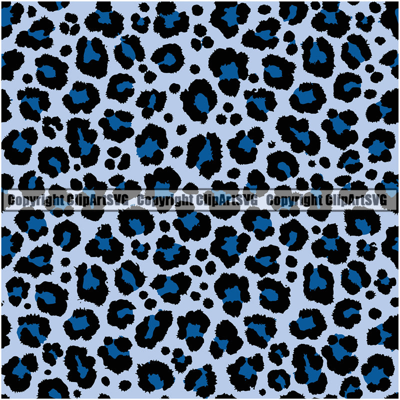 Leopard Leopards Seamless Pattern Safari Jungle Blue SkyBue Fur Texture Designer Animal Print Luxury Logo Symbol Clipart SVG