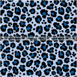 Leopard Leopards Seamless Pattern Safari Jungle Blue SkyBue Fur Texture Designer Animal Print Luxury Logo Symbol Clipart SVG
