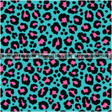 Leopard Leopards Seamless Pattern Safari Jungle Pink Blue Fur Texture Designer Animal Print Luxury Logo Symbol Clipart SVG