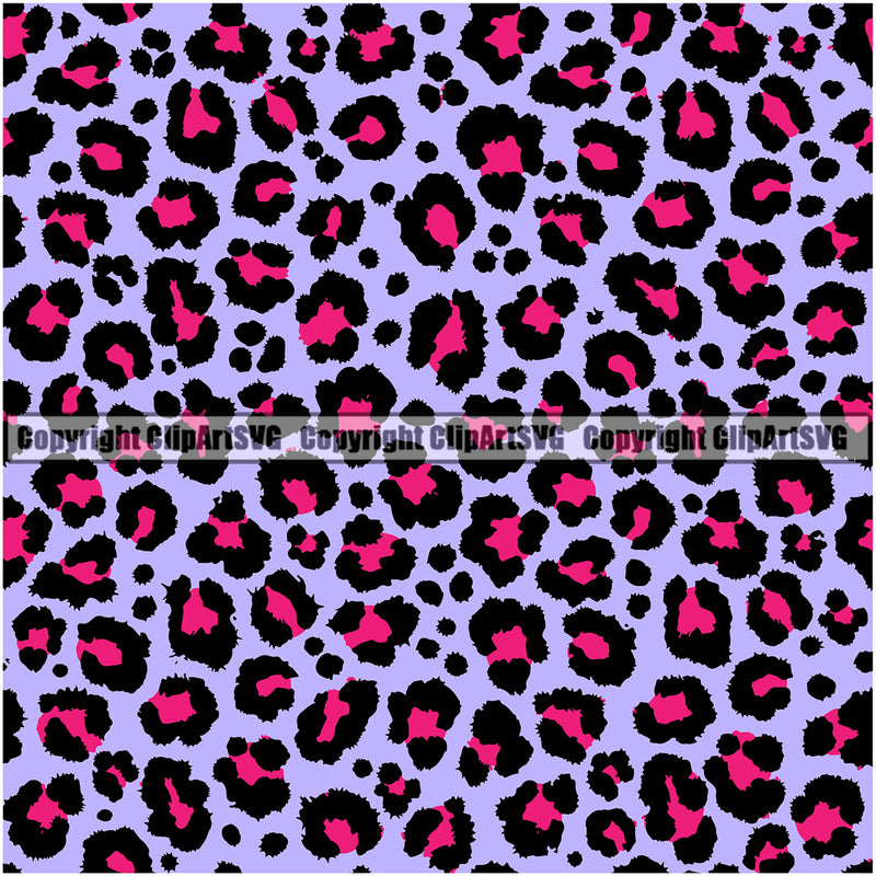 Leopard Leopards Seamless Pattern Safari Jungle Pink Purple Fur Texture Designer Animal Print Luxury Logo Symbol Clipart SVG