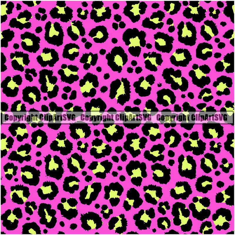 Leopard Leopards Seamless Pattern Safari Jungle Yellow Pink Fur Texture Designer Animal Print Luxury Logo Symbol Clipart SVG