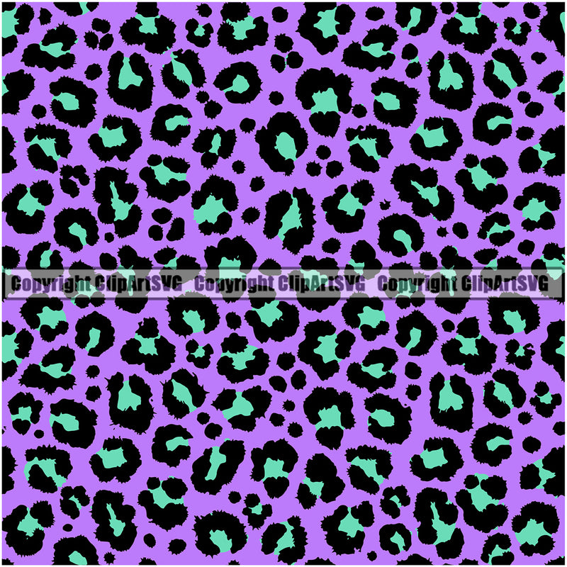 Leopard Leopards Seamless Pattern Safari Jungle SkuBlue Purple Fur Texture Designer Animal Print Luxury Logo Symbol Clipart SVG