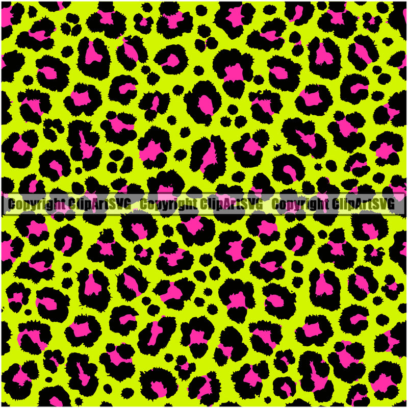 Leopard Leopards Seamless Pattern Safari Jungle Pink Light Green Fur Texture Designer Animal Print Luxury Logo Symbol Clipart SVG