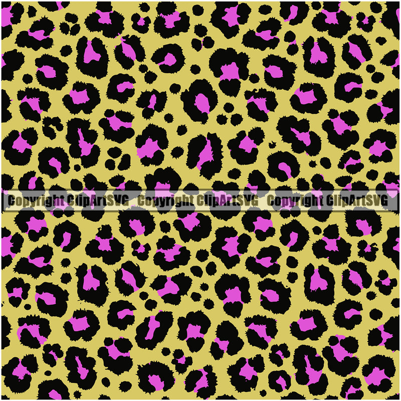 Leopard Leopards Seamless Pattern Safari Jungle Purple Yellow Fur Texture Designer Animal Print Luxury Logo Symbol Clipart SVG