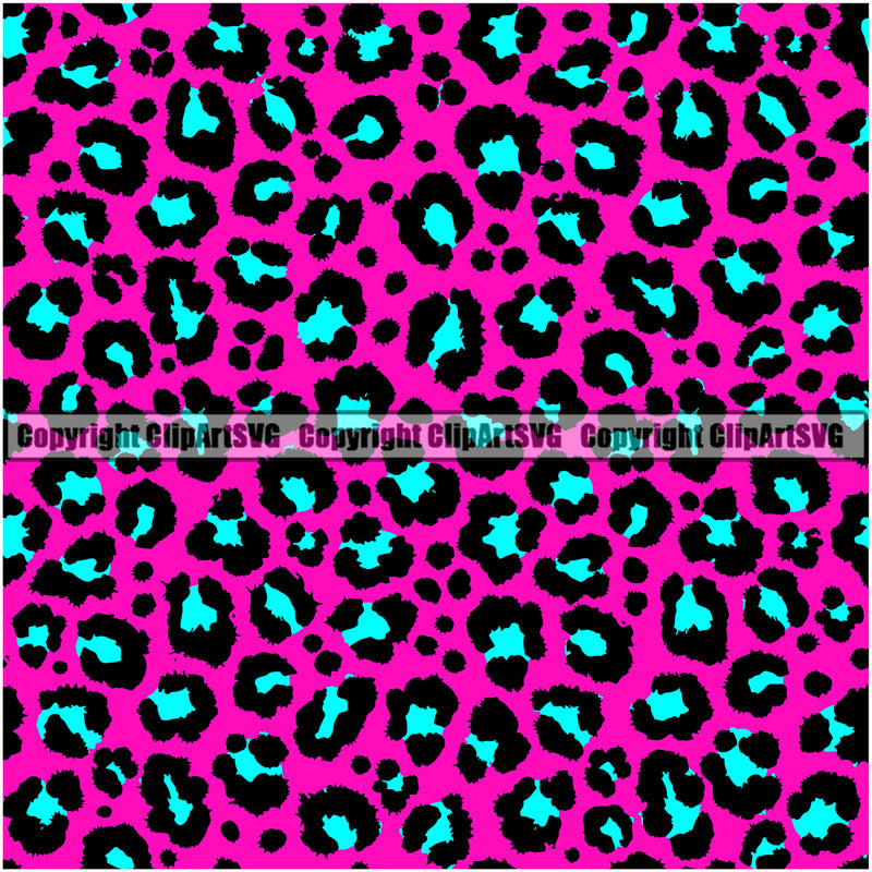 Leopard Leopards Seamless Pattern Safari Jungle Light Pink Blue Fur Texture Designer Animal Print Luxury Logo Symbol Clipart SVG