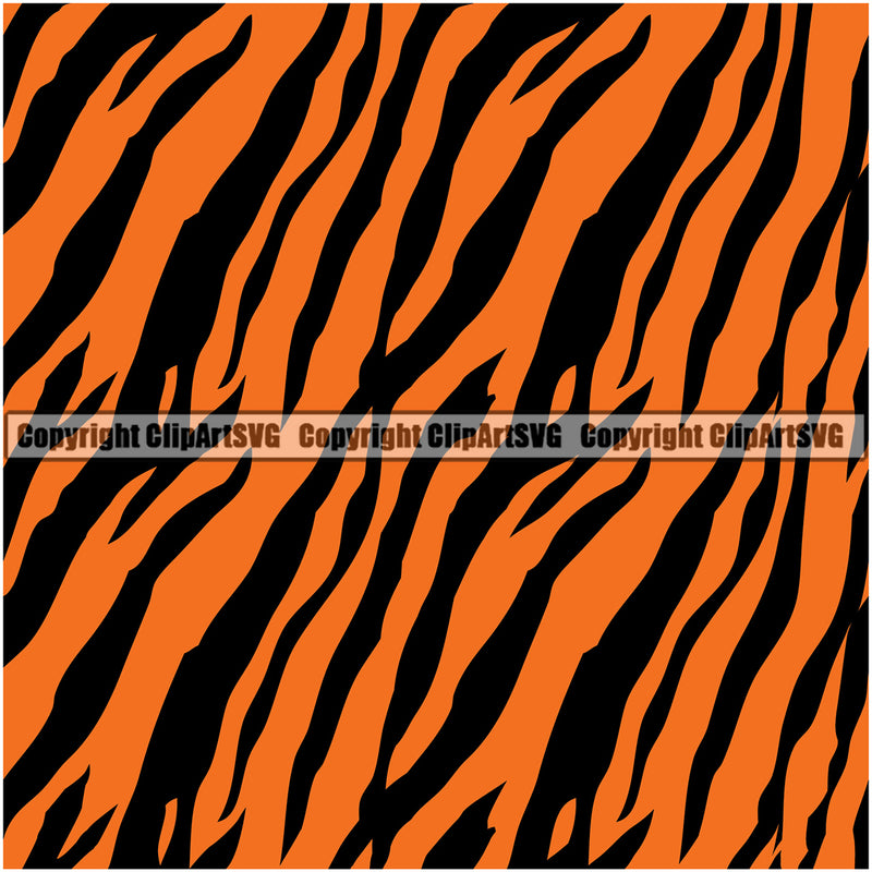 Tiger Tigers Seamless Pattern Safari Jungle Orange Black Silhouette Fur Texture Animal Print Designer Luxury Logo Symbol Clipart SVG