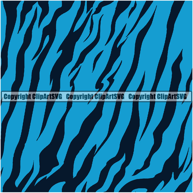 Tiger Tigers Seamless Pattern Safari Jungle Fur Texture Designer Animal Print Luxury Blue Logo Symbol Clipart SVG