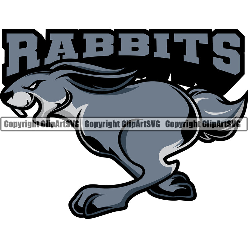 Bunny Rabbit Mascot School Team Animal Rabbits Head Face Sport eSport Game Emblem Sign Badge Icon Label Text Design Full Color Logo Clipart SVG