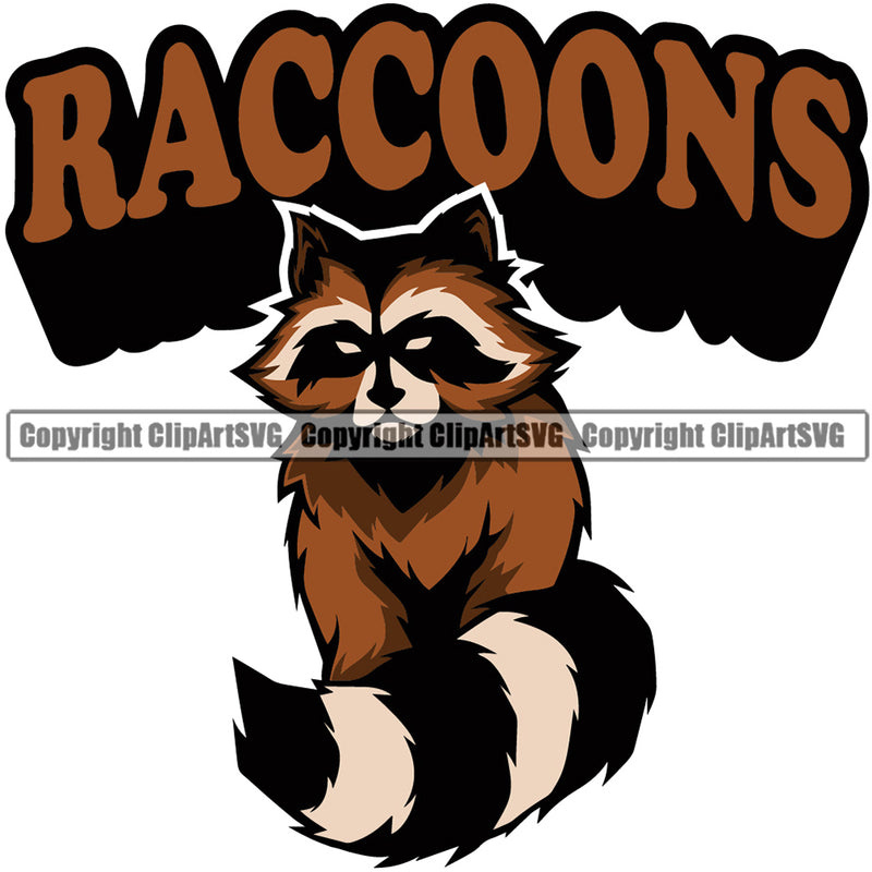 Raccoon Racoon Mascot School Team Animal Raccoons Racoons Head Face Sport eSport Game Emblem Sign Badge Icon Label Text Design Color Full Logo Clipart SVG