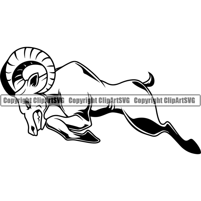 Ram Horn Sheep Mascot School Team Animal Rams Body Sport eSport Game Emblem Sign Badge Icon Label Text Design Logo Clipart SVG
