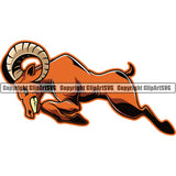Ram Horn Sheep Mascot School Team Body Sport eSport Game Emblem Sign Badge Icon Animal Rams Label Text Design Color Logo Clipart SVG