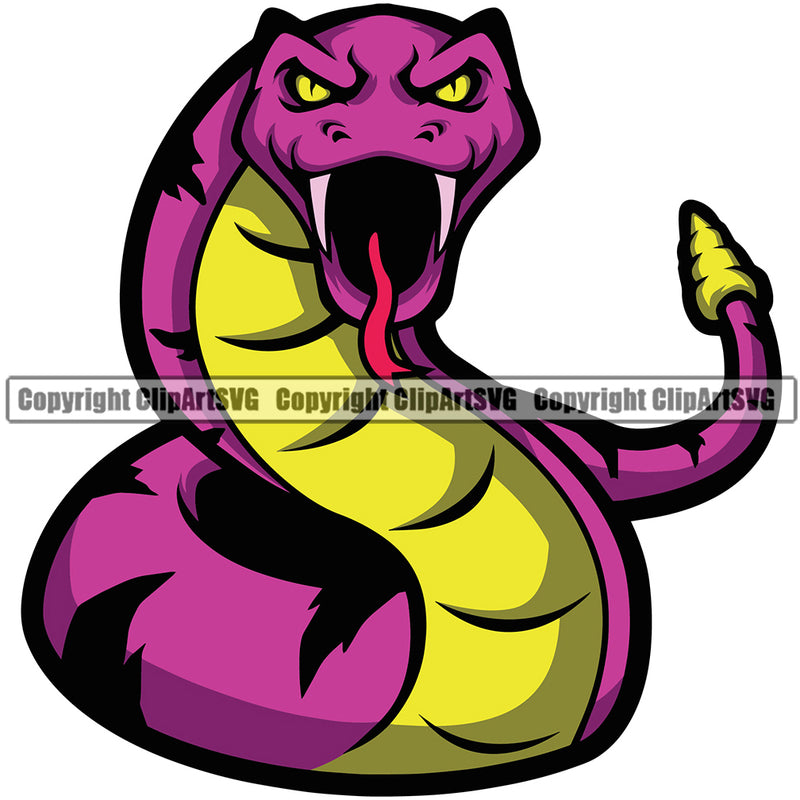 Rattlesnake Snake Mascot School Team Animal Rattlesnakes Head Face Sport eSport Game Emblem Sign Badge Icon Label Text Design Color Logo Clipart SVG