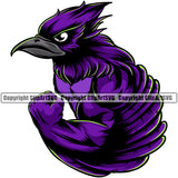 Cardinal Raven Bird Mean Muscle Mascot School Team Sport eSport Game Emblem Sign Club Animal Ravens Art Icon Label Design Color Logo Clipart SVG