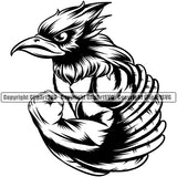 Cardinal Raven Bird Mean Muscle Mascot School Team Sport eSport Game Emblem Sign Club Animal Ravens Art Icon Label Design Logo Clipart SVG