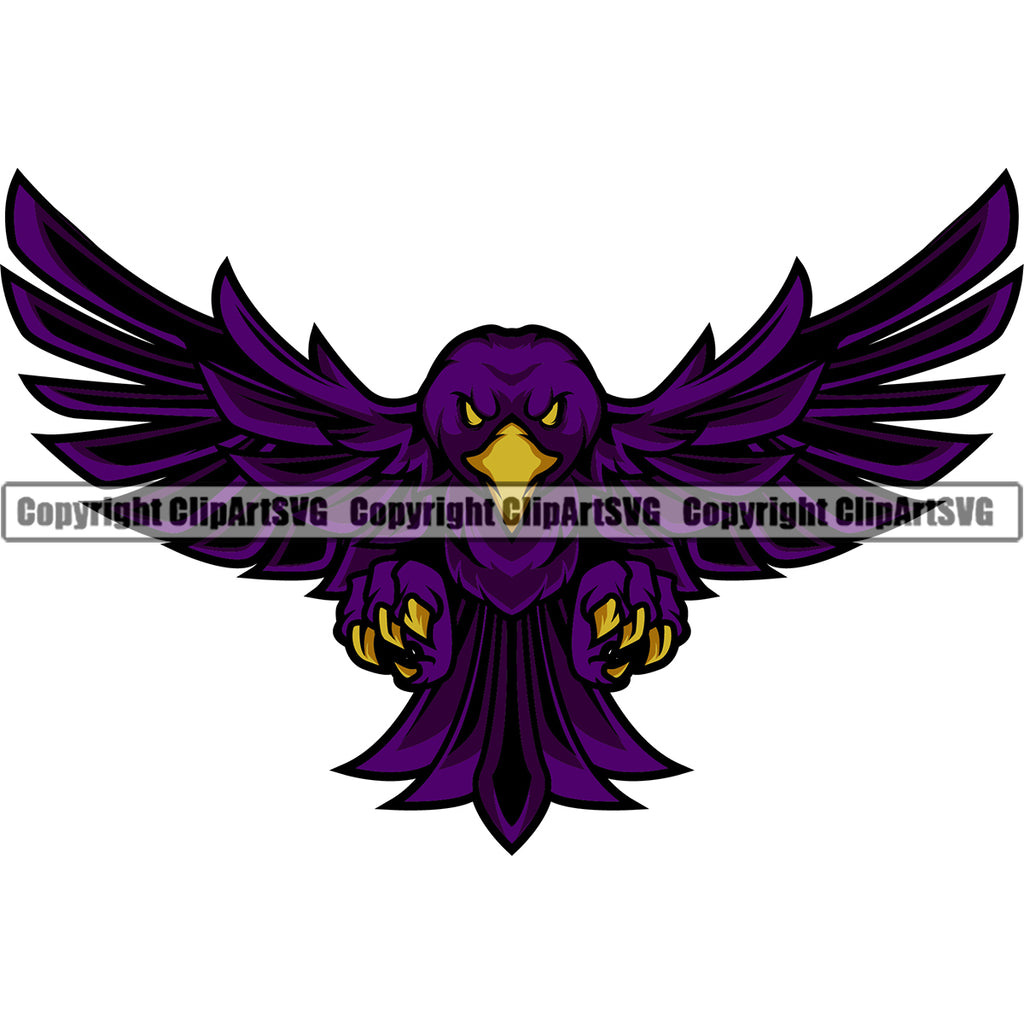 Raven Bird Mascot School Team Flying Sport eSport Game Emblem Sign Club ...