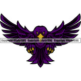 Raven Bird Mascot School Team Flying Sport eSport Game Emblem Sign Club Badge Animal Ravens Art Icon Label Text Design Logo Clipart SVG
