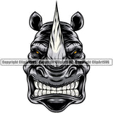 Rhino Rhinoceros Mascot School Team Front Animal Rhinos Head Face Sport eSport Game Emblem Sign Badge Art Icon Label Text Design Full Logo Clipart SVG
