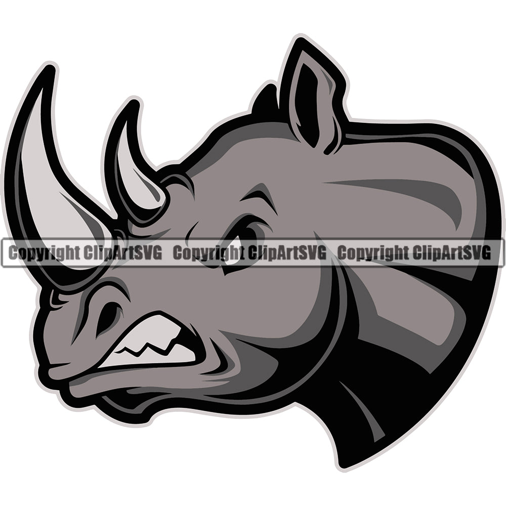 Rhino Rhinoceros Mascot School Team Animal Rhinos Head Face Sport eSport Game Emblem Sign Badge Art Icon Label Text Design Color Logo Clipart SVG