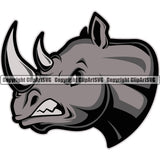 Rhino Rhinoceros Mascot School Team Animal Rhinos Head Face Sport eSport Game Emblem Sign Badge Art Icon Label Text Design Color Logo Clipart SVG