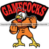 Rooster Chicken Cock Hen Mascot School Team Animal Roosters Full Sport eSport Game Emblem Sign Badge Art Text Design Combo Logo Clipart SVG