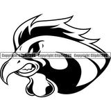 Rooster Chicken Cock Hen Mascot School Team Engry Animal Roosters Head Face Sport eSport Game Emblem Sign Badge Art Text Design Logo Clipart SVG