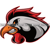 Rooster Chicken Cock Hen Mascot School Team Engry Animal Roosters Head Face Sport eSport Game Emblem Sign Badge Art Text Design Color Logo Clipart SVG