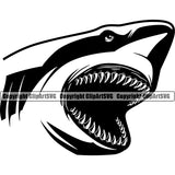 Animal Aquatic Scary Shark Head Sports Team Mascot Game Fantasy eSport Emblem Logo Symbol Clipart SVG