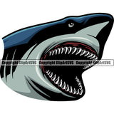 Animal Diving Attack Shark Angry Mouth Sports Team Mascot Game Fantasy eSport Emblem Color Logo Symbol Clipart SVG