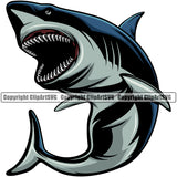 Ocean Sea Animal Underwater Shark Sports Team Mascot Game Fantasy eSport Emblem Color Logo Symbol Clipart SVG