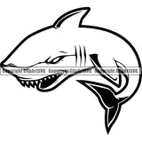 Underwater Great White Aquatic Shark Sports Team Mascot Game Fantasy eSport Emblem Logo Symbol Clipart SVG
