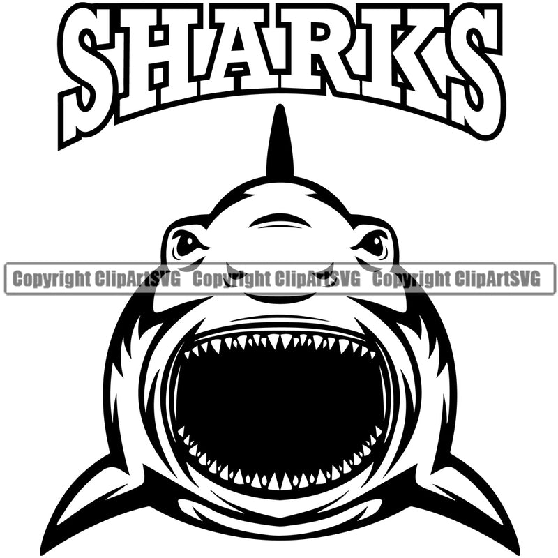 Big Mouth Ocean Animal Shark Vector Art Mascot With Text Sports Team Mascot Game Fantasy eSport Emblem Logo Symbol Clipart SVG
