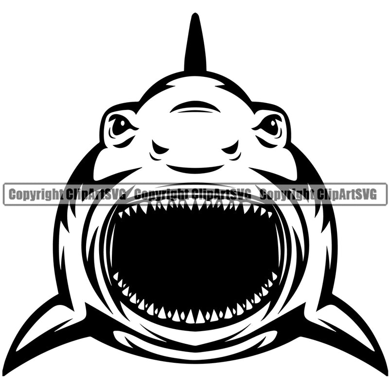 Angry Wildlife Nature Aquatic Animal Shark Mouth Teeth Mascot Sports Team Mascot Game Fantasy eSport Emblem Logo Symbol Clipart SVG
