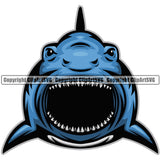 Blue Graphic Character Big Mouth Teeth Sea Shark Mascot Sports Team Mascot Game Fantasy eSport Emblem Logo Symbol Clipart SVG